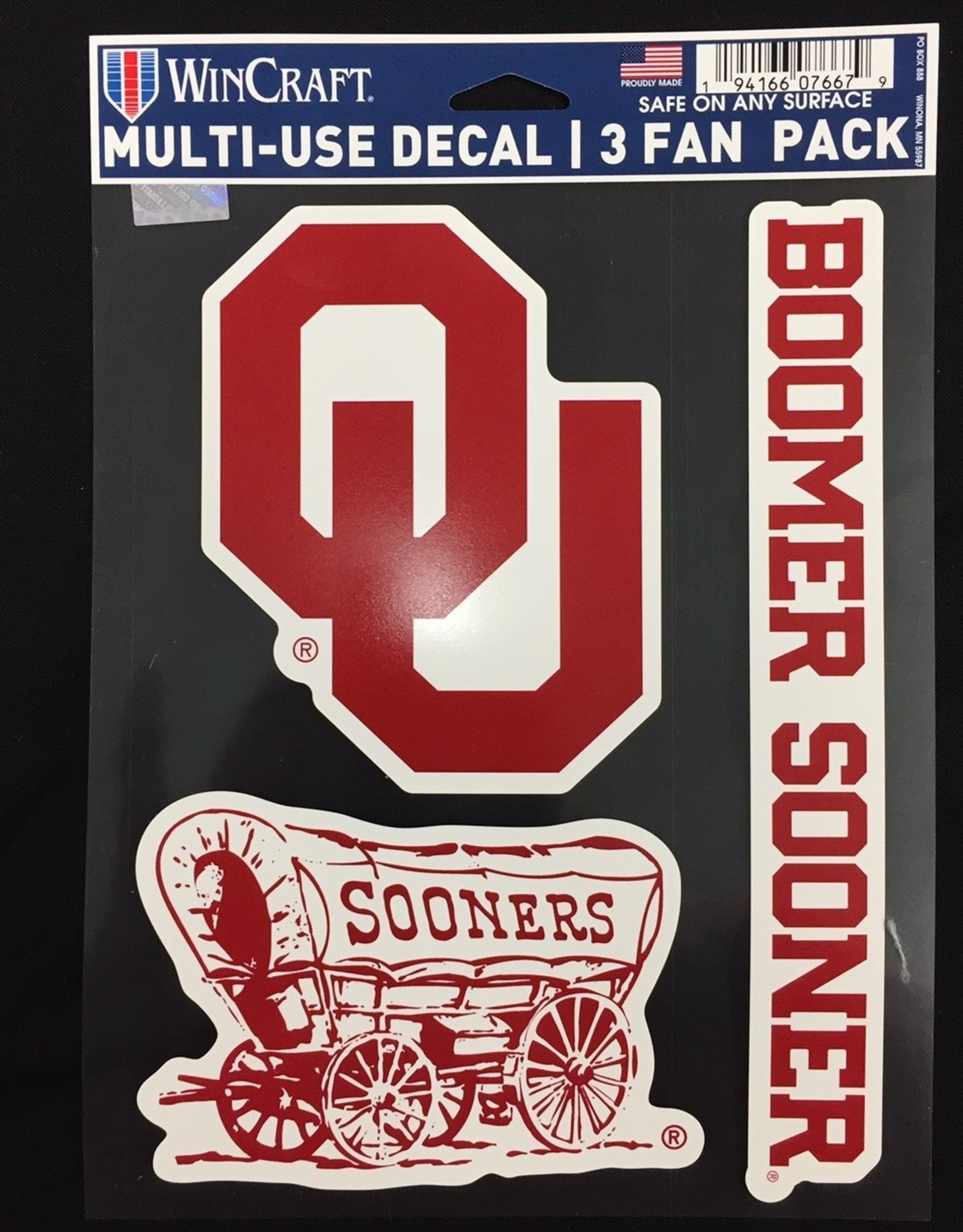 WinCraft OU/Schooner/Boomer Sooner 3pk Decals