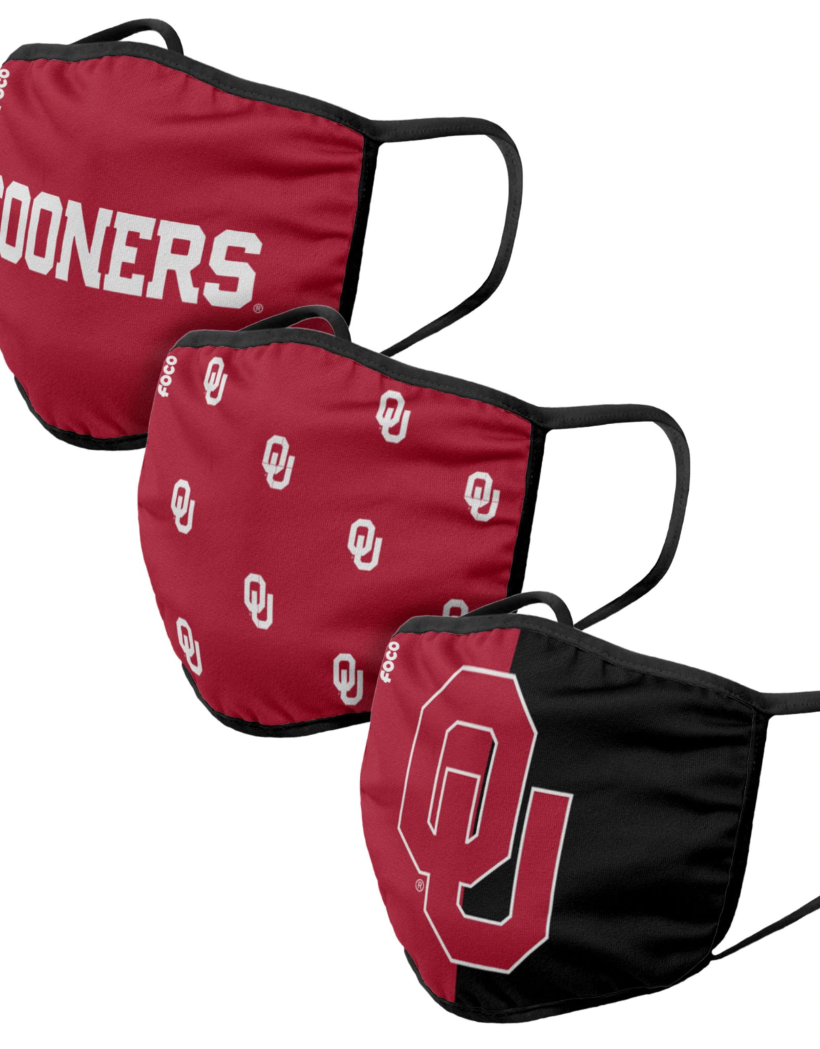 Forever Collectibles Adult Oklahoma Sooners 3 Pack Face Masks