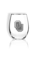 Sparta OU Stemless Wine Glass w/ Pewter Emblem