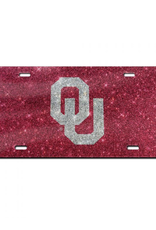 Stockdale OU Silver/Crimson Glitter License Plate