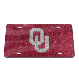 Stockdale OU Silver/Crimson Glitter License Plate