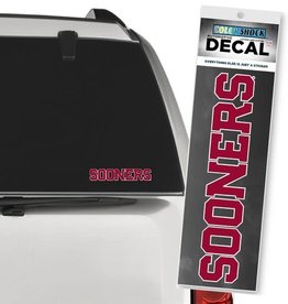 Color Shock Sooners Crimson with White Outline Auto Decal 1.5"x7.75"