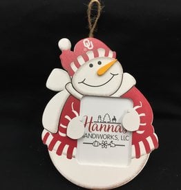 Hanna's Handiworks Striped Snowman Picture Frame Ornament