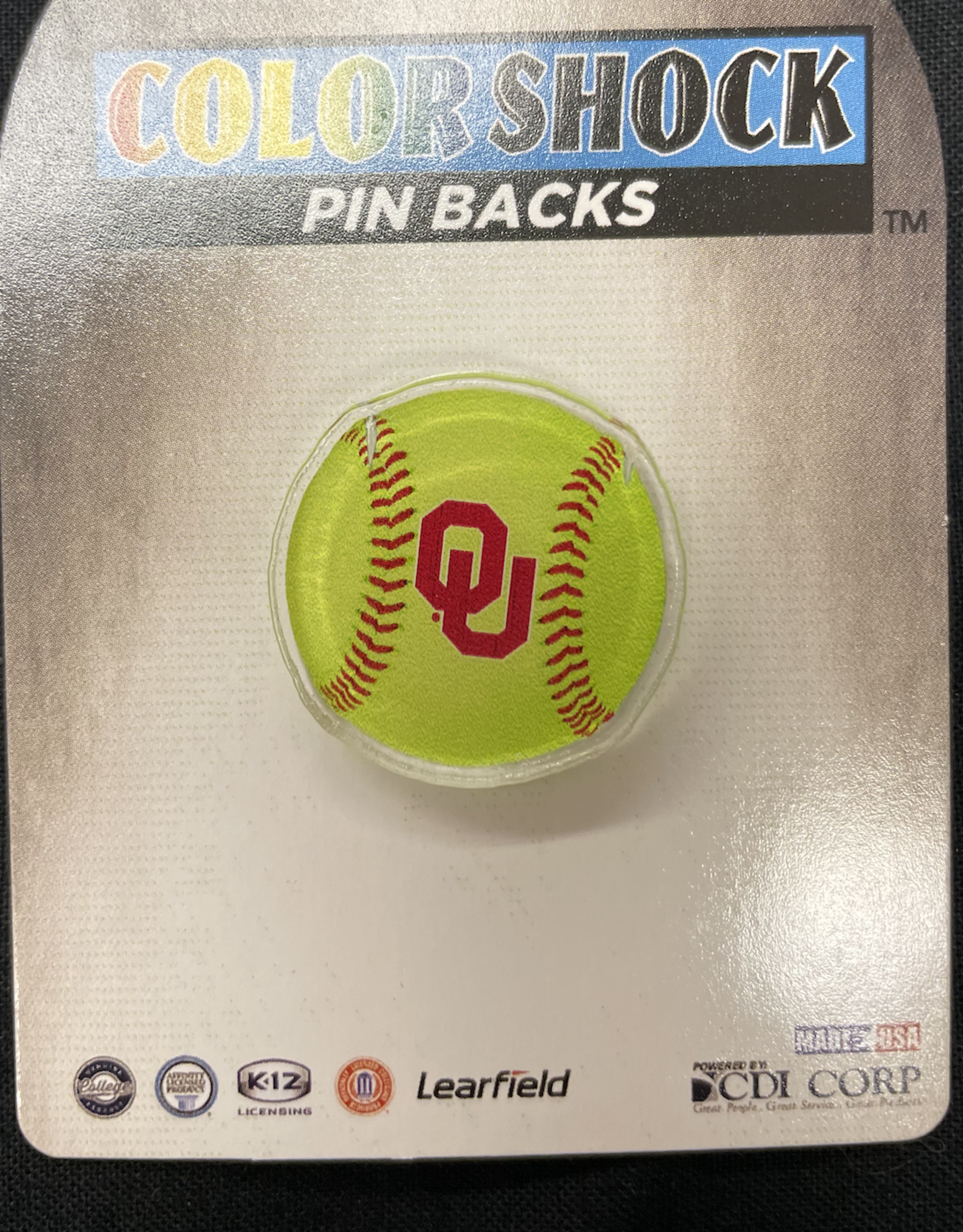 Color Shock OU Softball Acrylic Lapel Pin