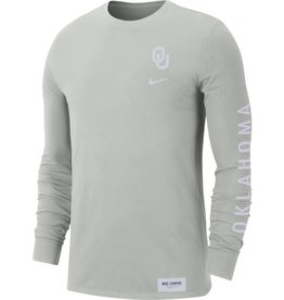 Nike Men's Nike OU/Oklahoma Sleeve Gray Fog Seasonal LS Tee