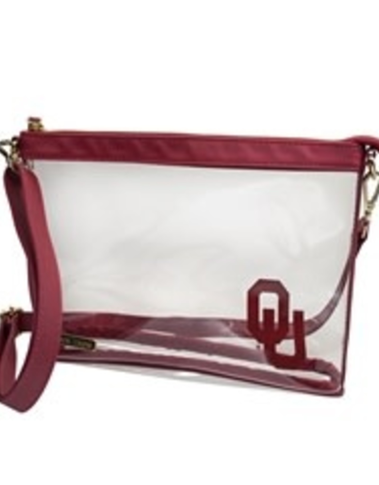 Capri Designs OU Fashion Clear Large Crossbody 10"x7.25"x2.375"