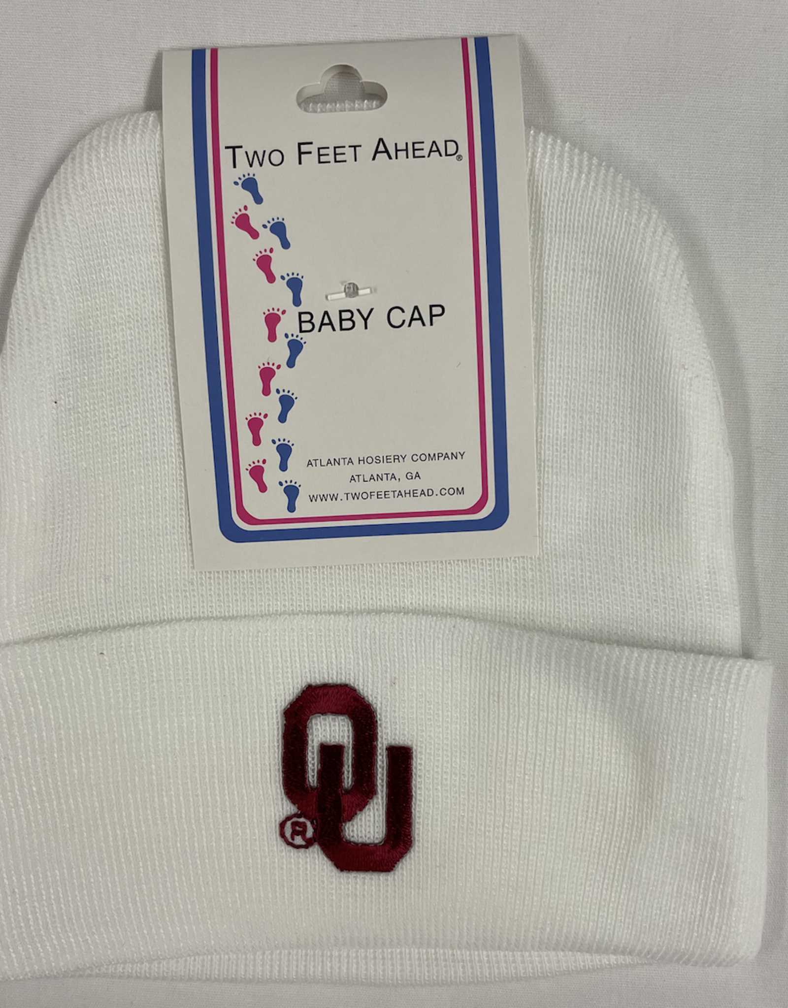 Two Feet Ahead OU Newborn Knit Cap White