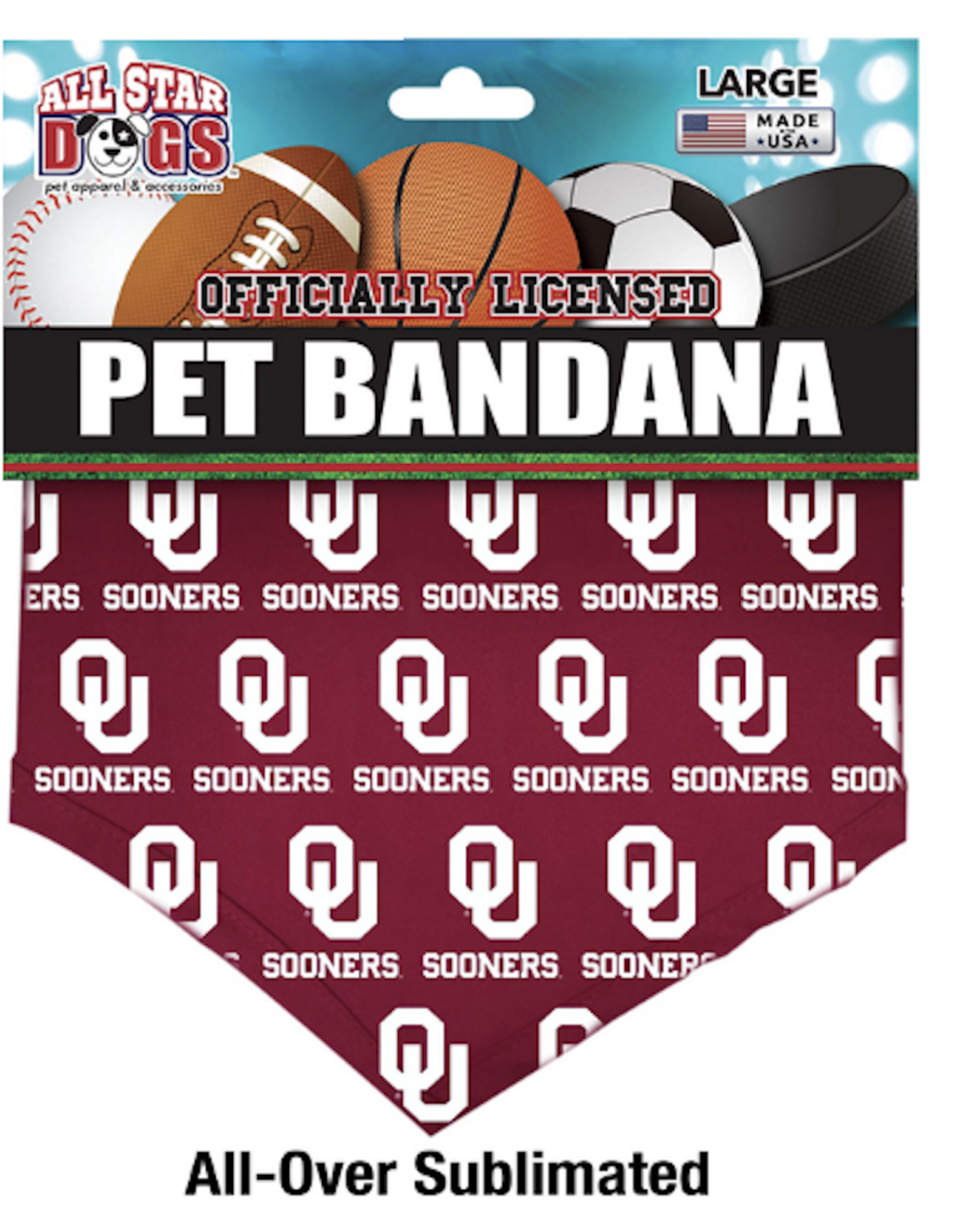 All Star Dogs All Star Dogs All Over OU Sooners Crimson Pet Bandana