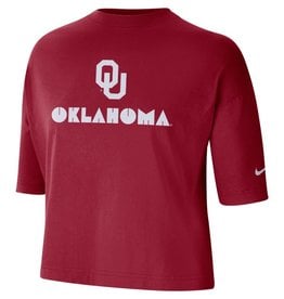 Nike Women's Nike OU Oklahoma Crimson Short-sleeve Crop Tee