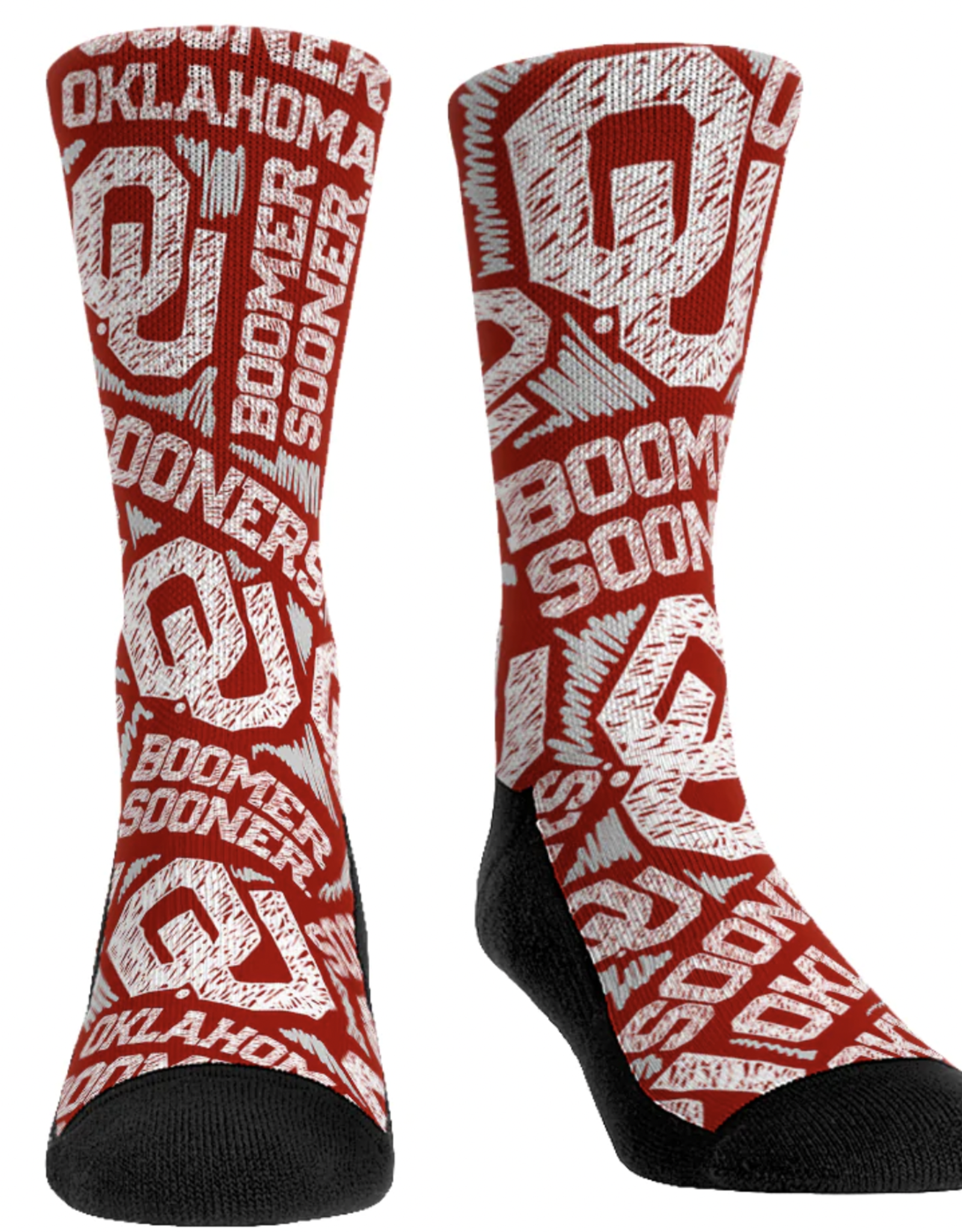 Rockem Rock 'Em OU Logo Sketch  Socks L-XL (M's 9-13, W's 10.5-14.5)