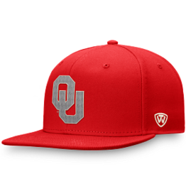 Top of the World TOW Gray OU on Crimson Flat Bill Snap-back Hat