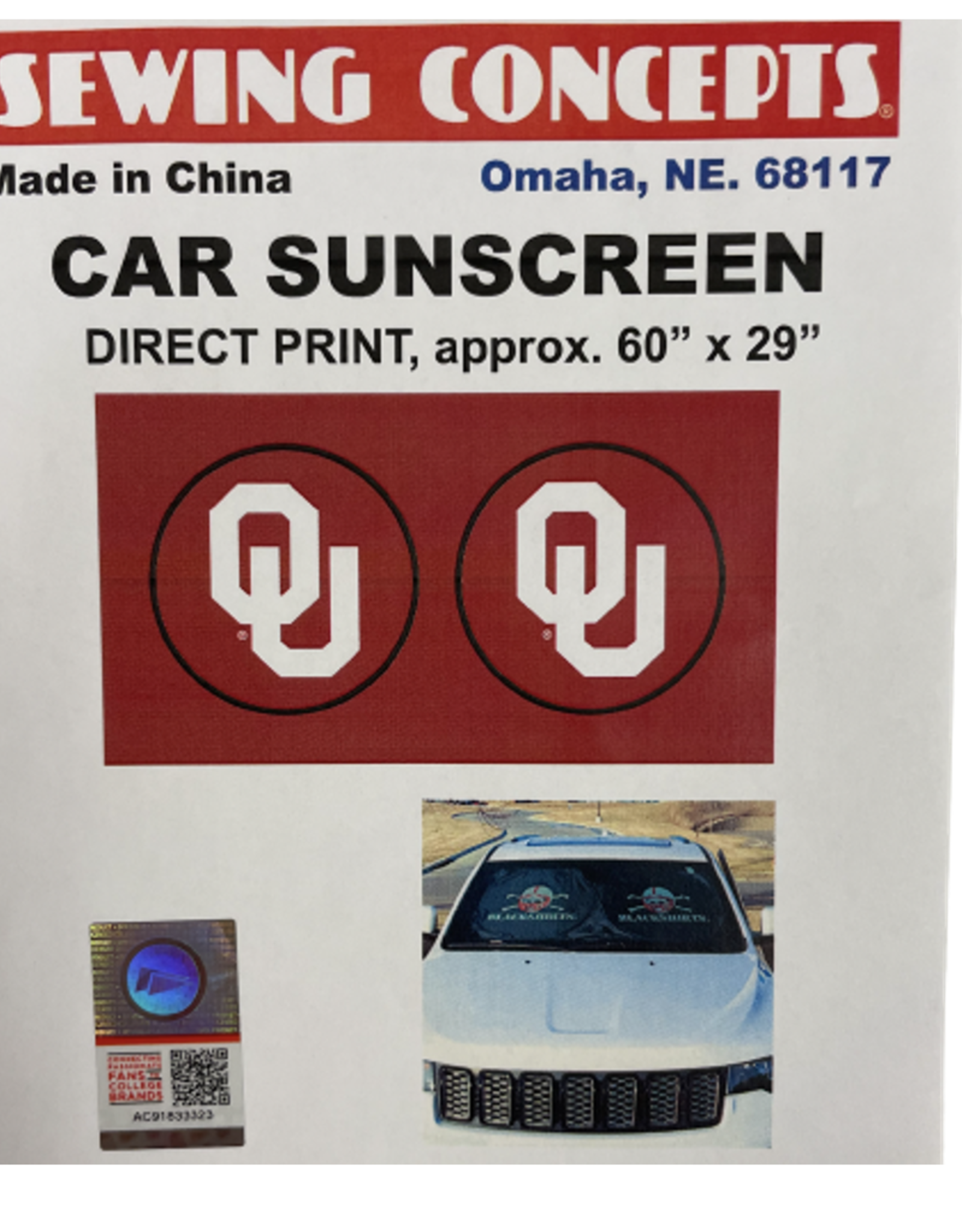 Sewing Concepts Round 2pc OU Car Sunscreen Approx 60"x29"