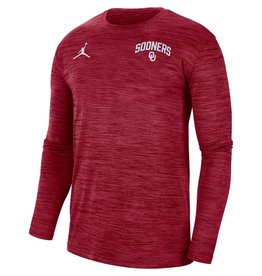 Jordan Men's Jordan OU Sooners Crimson DriFit Velocity Long-sleeve Tee