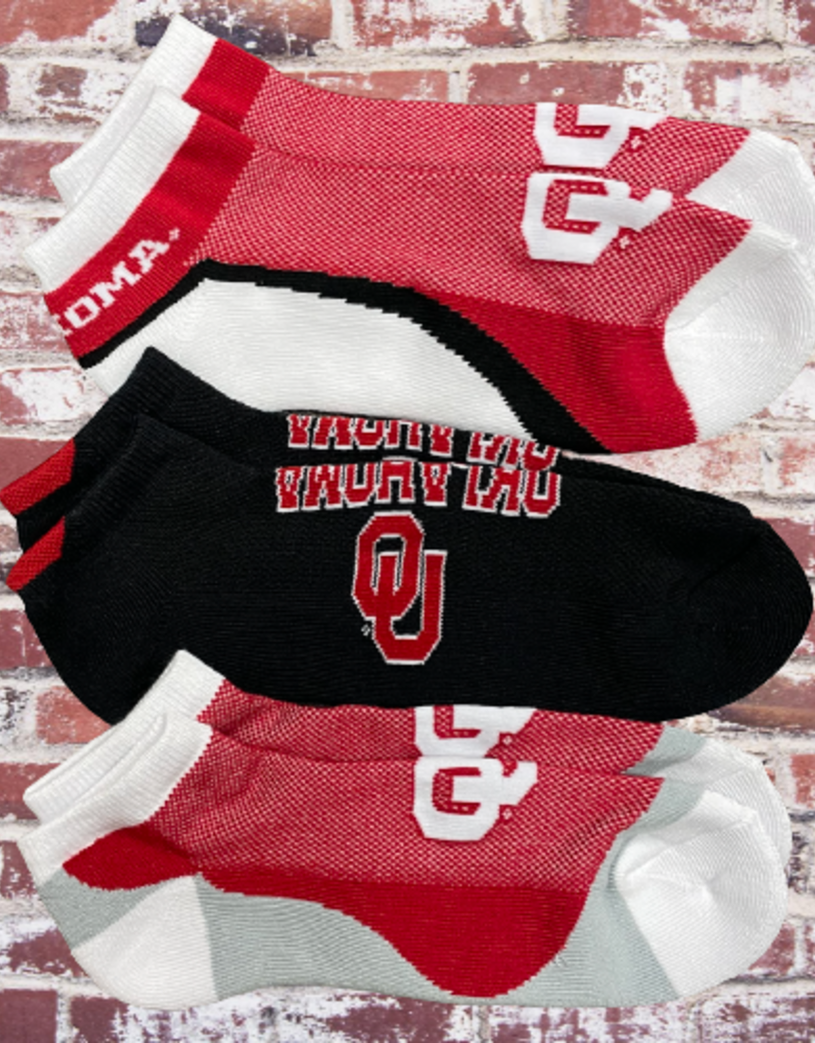 FBF OU Oklahoma Flash 3pk Socks Large (M10-13)