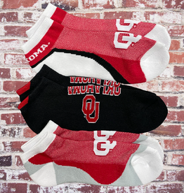 FBF OU Oklahoma Flash 3pk Socks Large (M10-13)