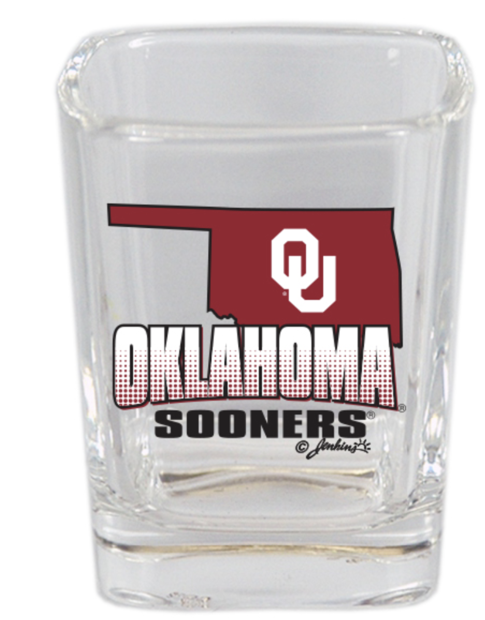 Jenkins Oklahoma Sooners State Design Square Shot Glass