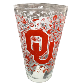 Indigo Falls OU Floral Pint Glass