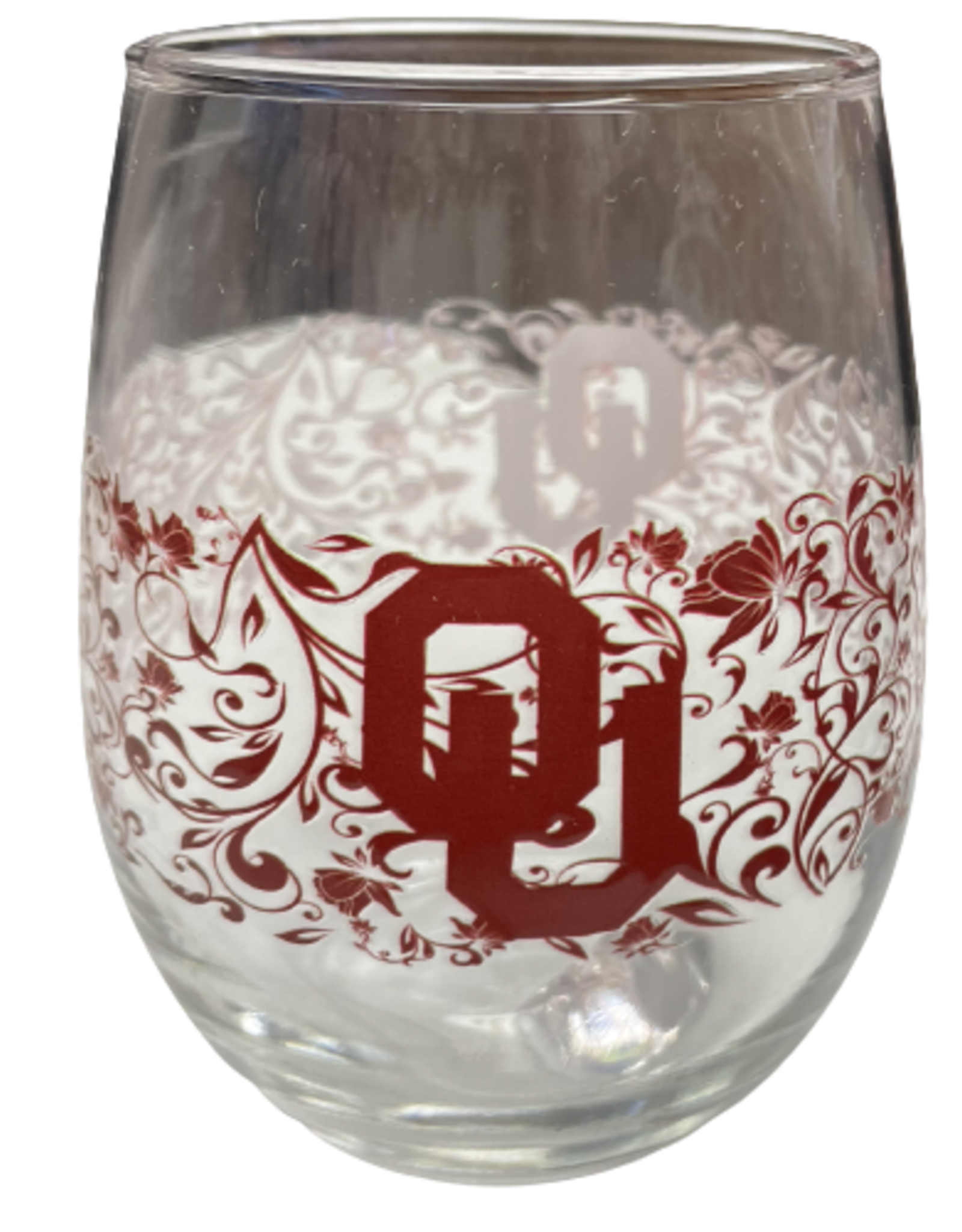 Indigo Falls OU Floral Stemless Wine Glass 15oz