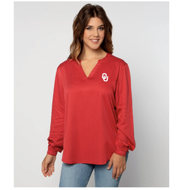 UGApparel Women's UG Apparel Crimson OU Split Neck Tunic