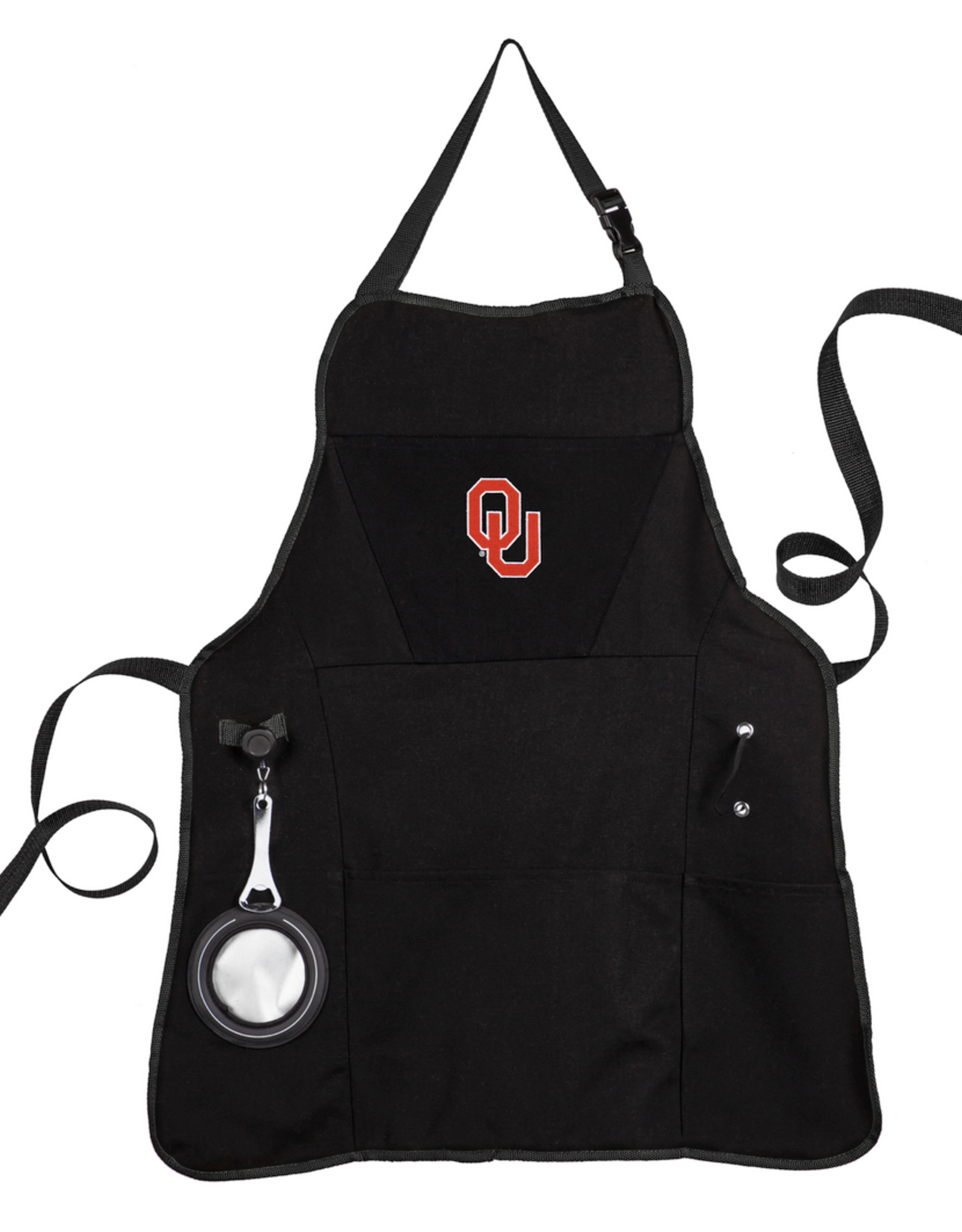 Evergreen Black OU Apron with Drink Holder & Bottle Opener