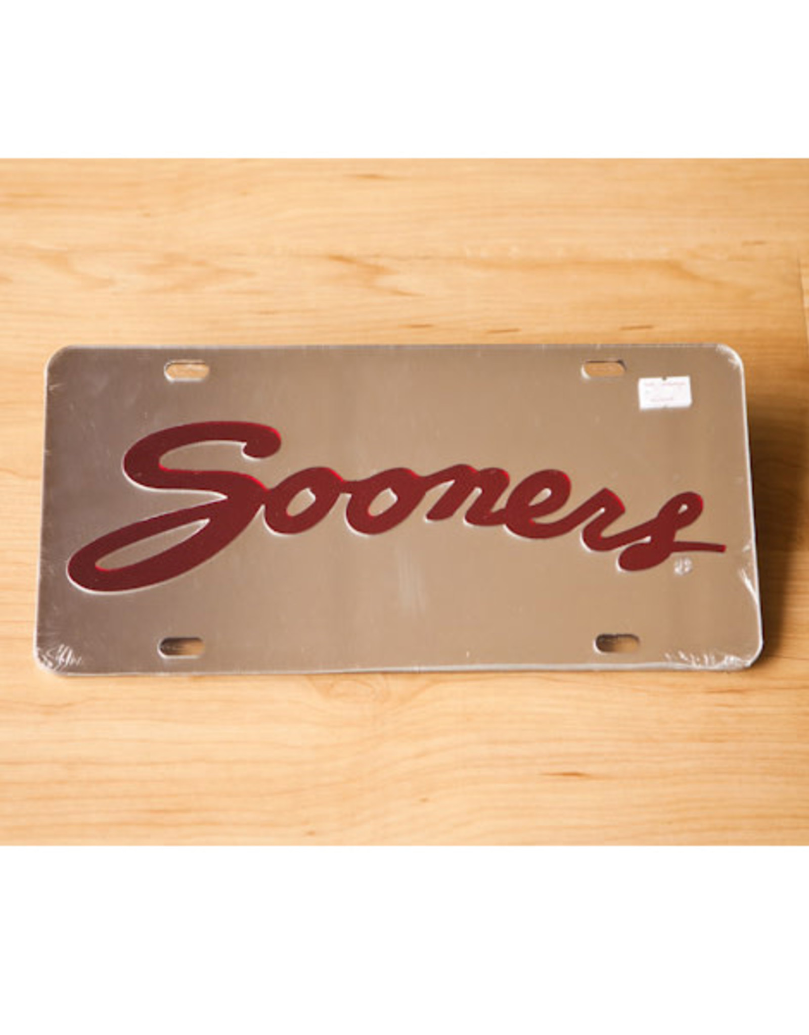 Craftique Craftique Sooners Script Crimson/Silver Mirrored License Plate