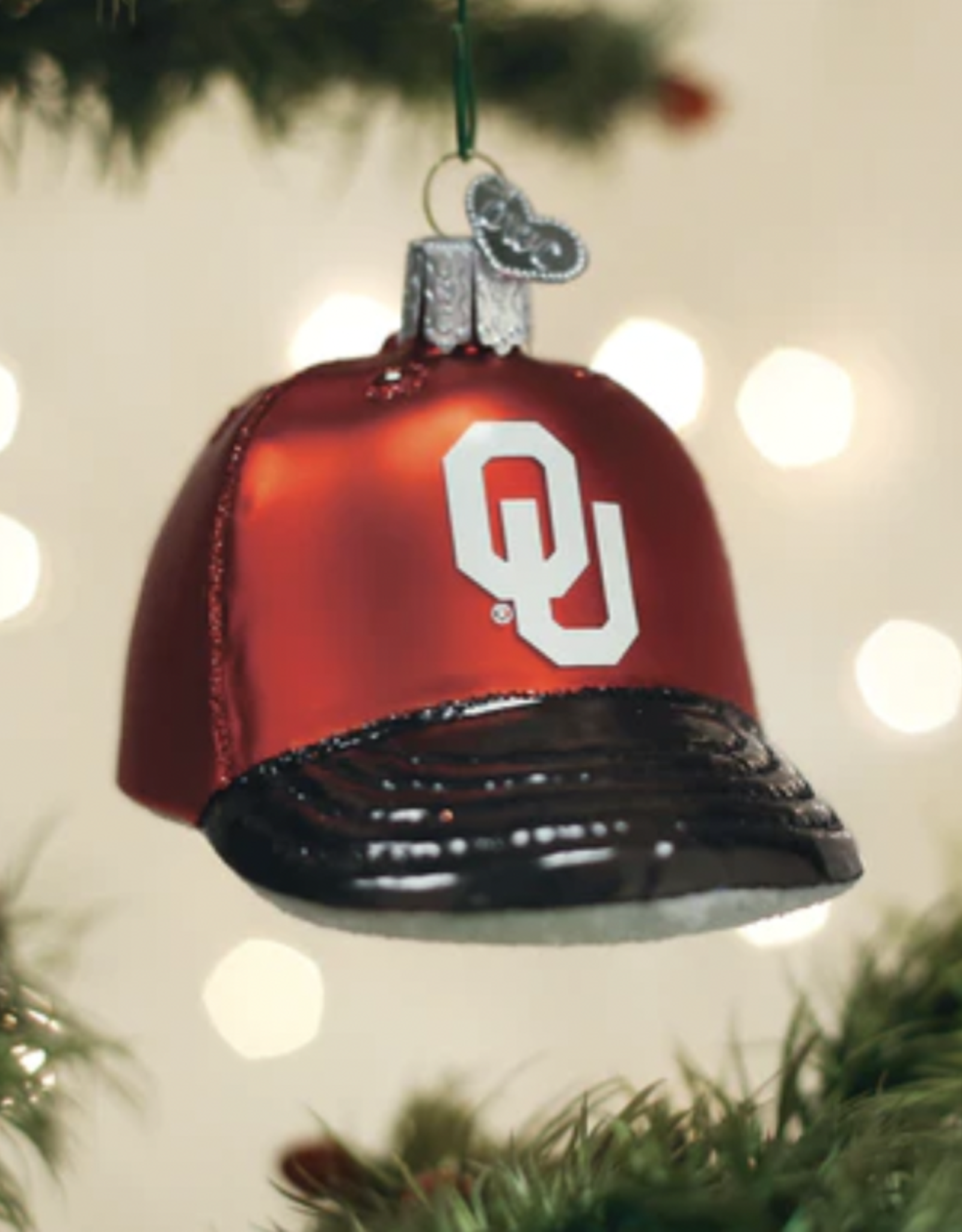 Old World Christmas Glass OU Baseball Cap Ornament