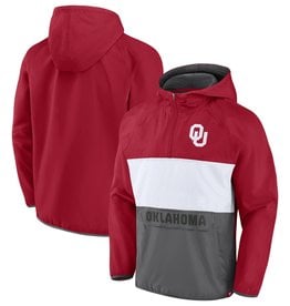 Fanatics Men's OU Crimson/White/Grey 1/2 Zip Windbreaker