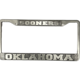 Jardine Sooners Oklahoma Antique Pewter License Frame