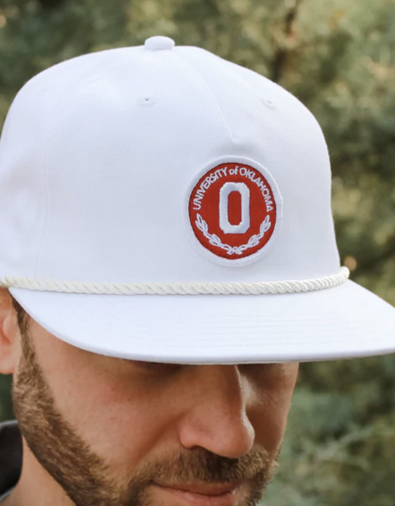 Red & West White Block OU Rope Hat