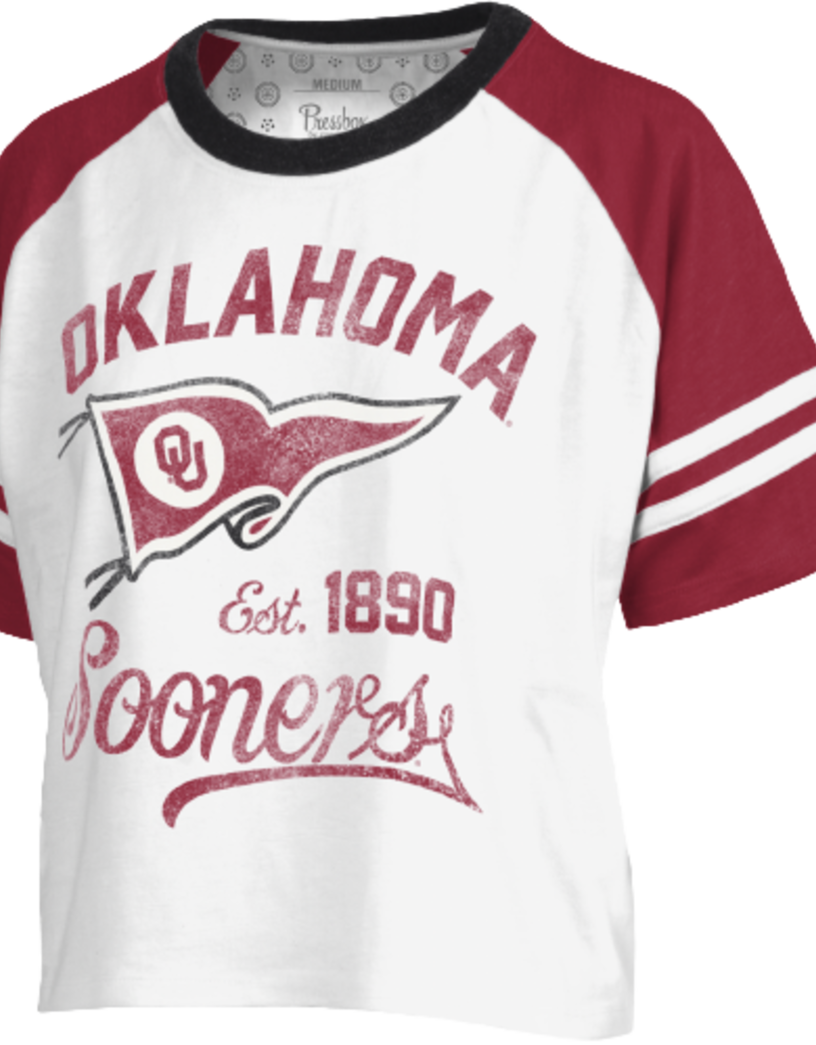 Pressbox Women's Oklahoma Old Standard Tri-Color Ragalan Jersey Top