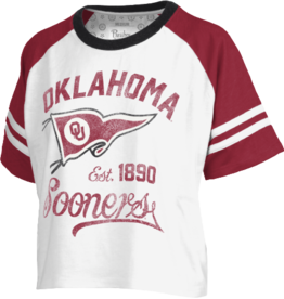 Pressbox Women's Oklahoma Old Standard Tri-Color Ragalan Jersey Top