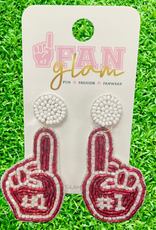 Fan Glam #1 Beaded Foam Finger Earrings