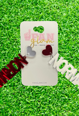 Fan Glam Fan Glam Heart Norman Script Dangles