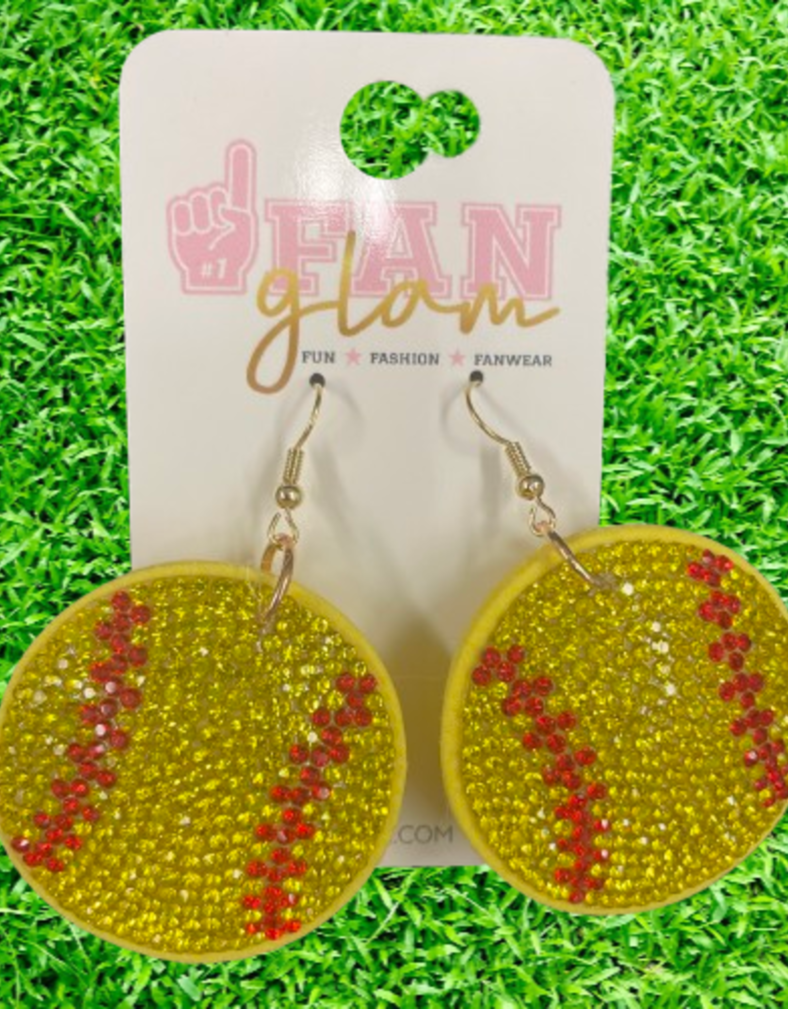 Fan Glam Fan Glam Rhinestone Softball Dangle Earrings
