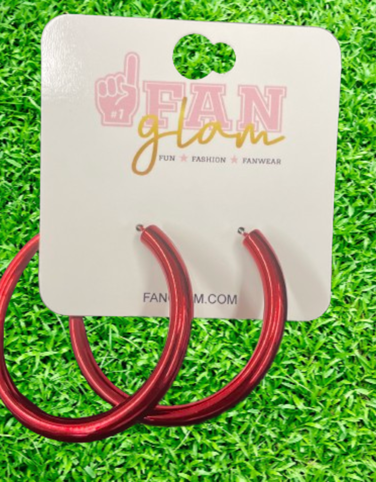 Fan Glam Fan Glam Crimson Metallic Hoops