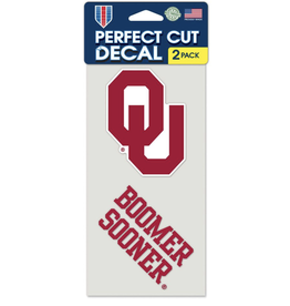 WinCraft 2pk Auto Decal Set OU 4"h x 3"w and Boomer Sooner 1.75"h x 3.75"w