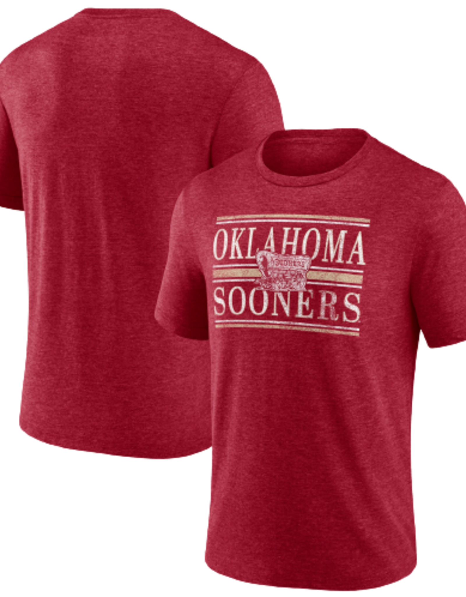Fanatics Men's Oklahoma Sooners Crimson TriBlend Double Stripe Tee