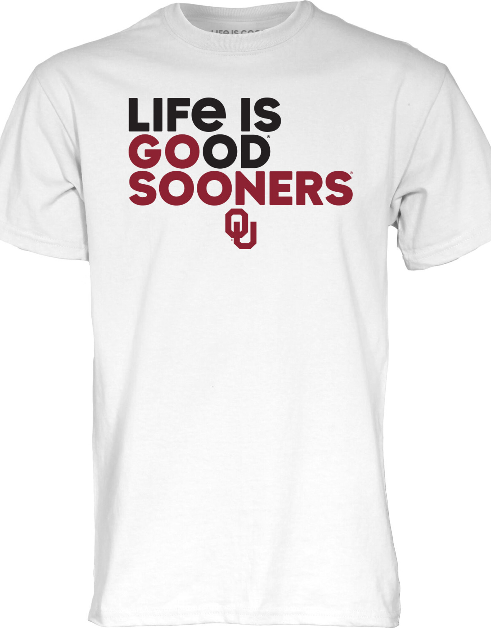 Blue 84 Life is Good Go Sooners White Mill Dyed Tee