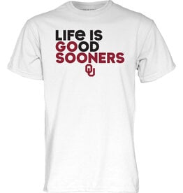 Blue 84 Life is Good Go Sooners White Mill Dyed Tee