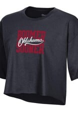 Champion Women's Champion Boomer Sooner Black Boyfriend Crop Tee