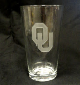 Logo Etched OU 16oz Pint Glass