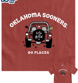 Blue 84 Life is Good Sooners Jake  4x4 Dyed Ringspun Tee