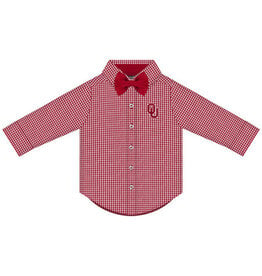 Creative Knitwear Toddler OU Gingham Shirt w/ Bowtie