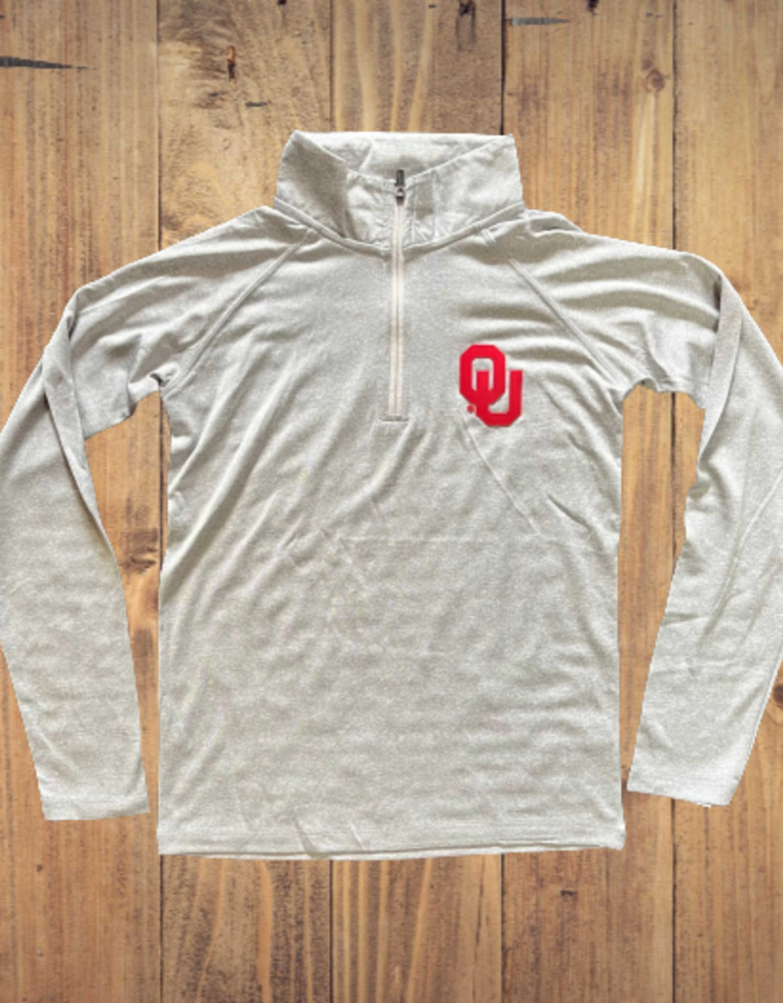 Little King Youth OU Oxford Gray Performance 1/4 Zip