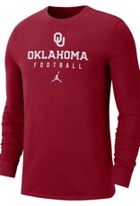 Jordan Jordan Crimson Oklahoma Football DriFit Team Issue Long-Sleeve Tee