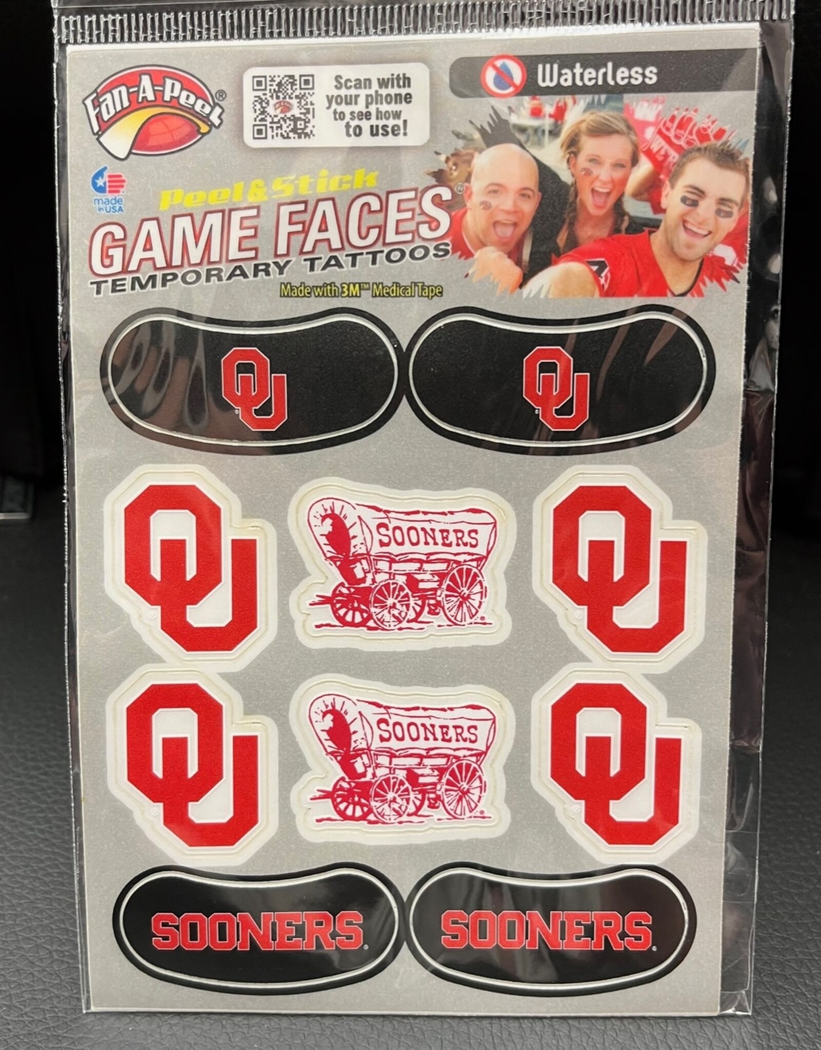 Game Face Oklahoma Temporary Tattoo/Eye Black Combo Pack