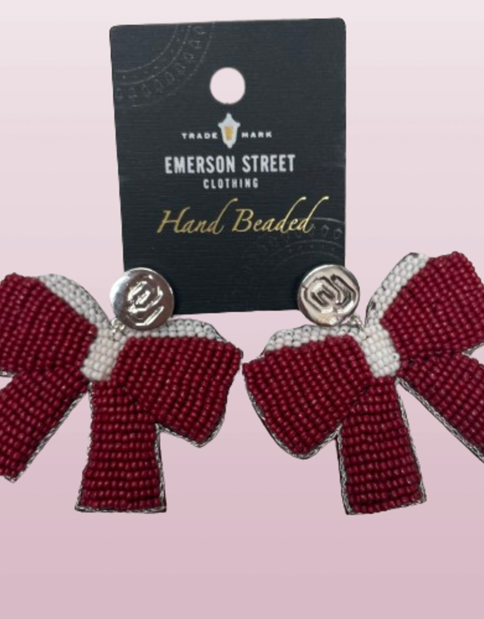 Emerson Street OU Beaded Bow Earrings