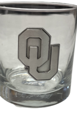Sparta OU Round Rocks Glass w/ Pewter Emblem