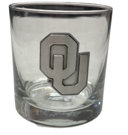 Sparta OU Round Rocks Glass w/ Pewter Emblem