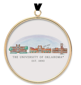 Valiant Gifts Oklahoma Skyline Brass/Glass Ornament